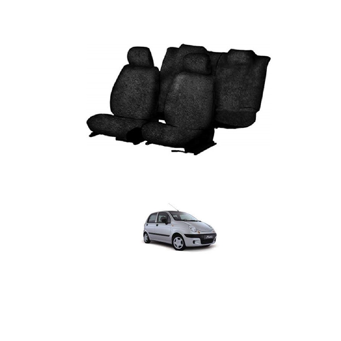 Cotton Towel Car Seat Cover for Daewoo Matiz (Black)